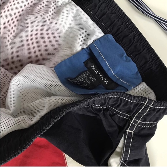 Vintage Nautica Swim Trunks Red White Blue - Picture 6 of 8
